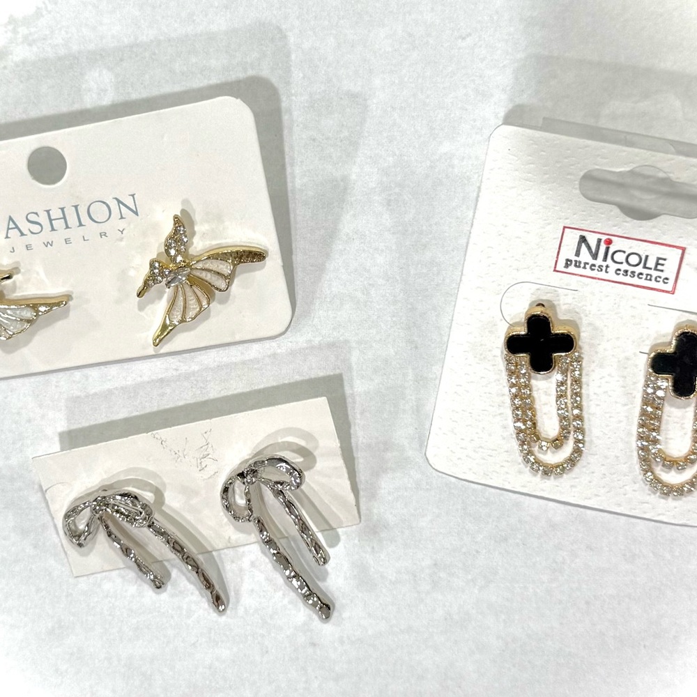 Bundle Gold and Black Cross Earrings
